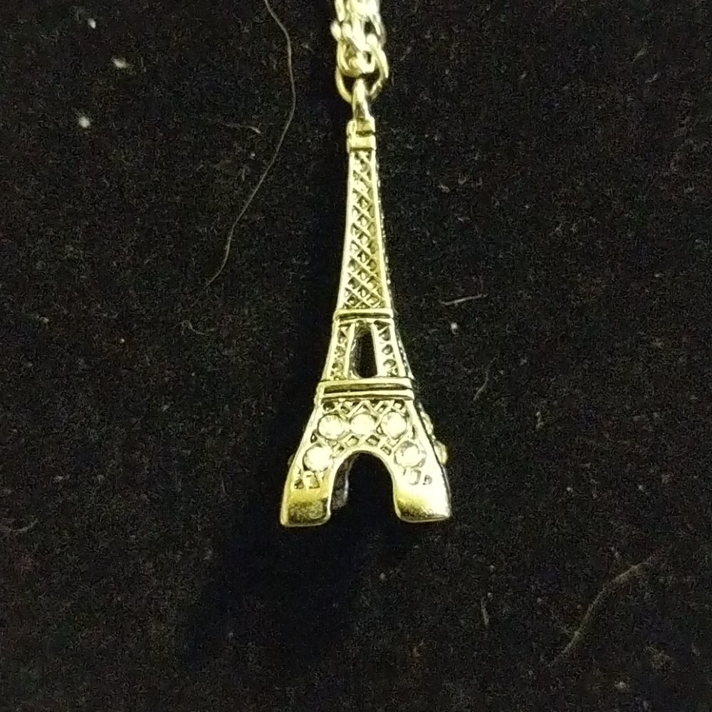 Eiffel Tower necklace with crystals 18 inch chain
